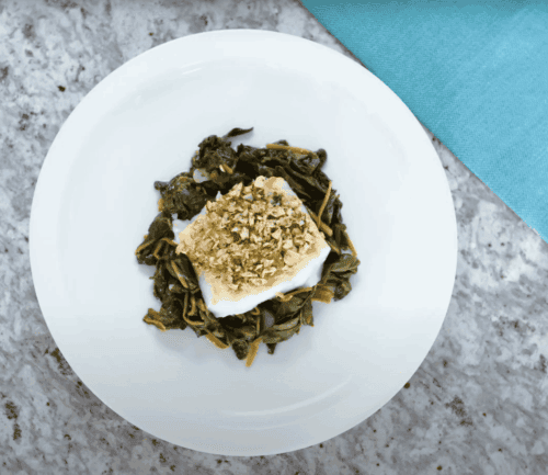 Photo of finished recipe: Almond crusted fish and spinach