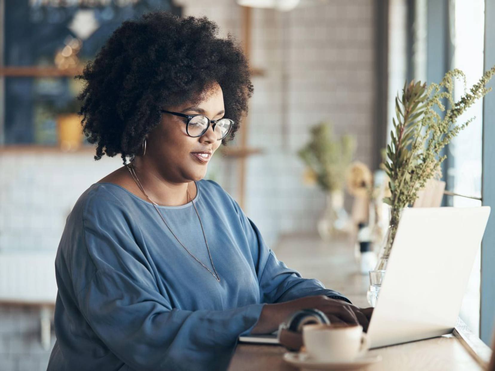 Woman viewing MyChart on her computer