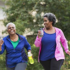 Two women exercising