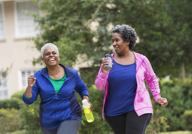 Two women exercising