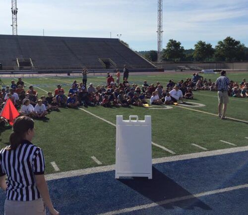 students prepare for fall sports on field