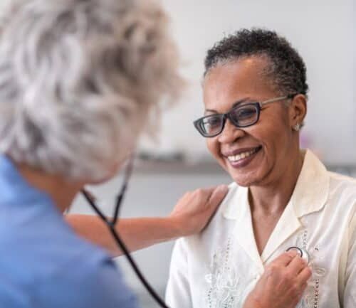 Older women getting her heart checked