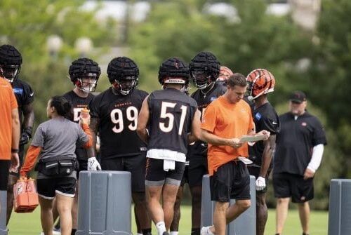 Bengals players at practice