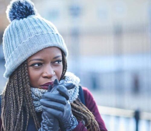 Woman in winter weather clothing