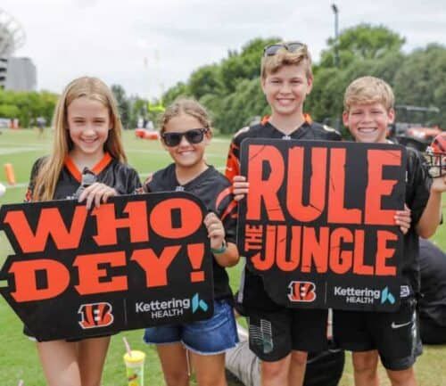 Family at Bengals practice fields