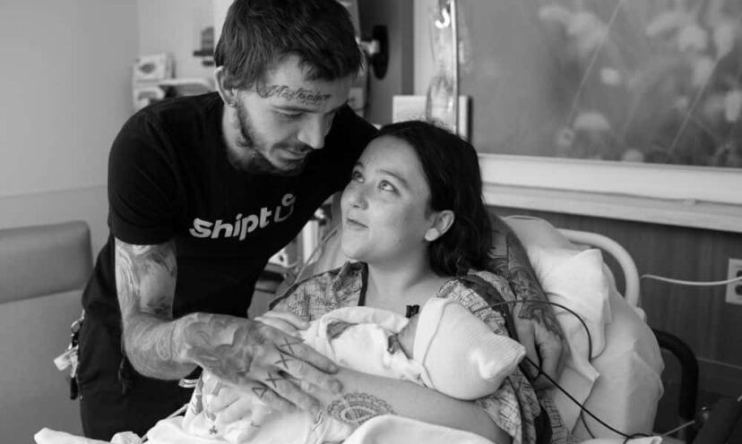 Gemma and Britten Gibbs in hospital
