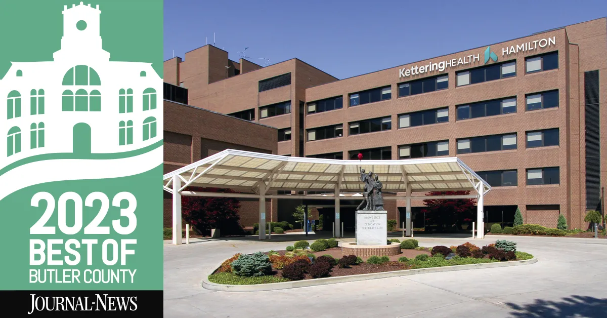 Kettering Health Hamilton with the 2023 Best of Butler County Logo
