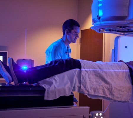 Patient getting cancer scan