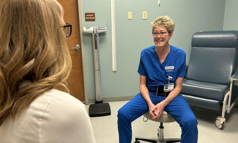Dr. Peterson talking to patient about endometriosis