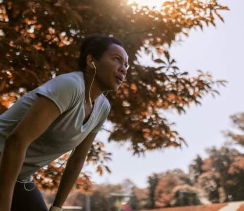 Young African-American woman resting after work out