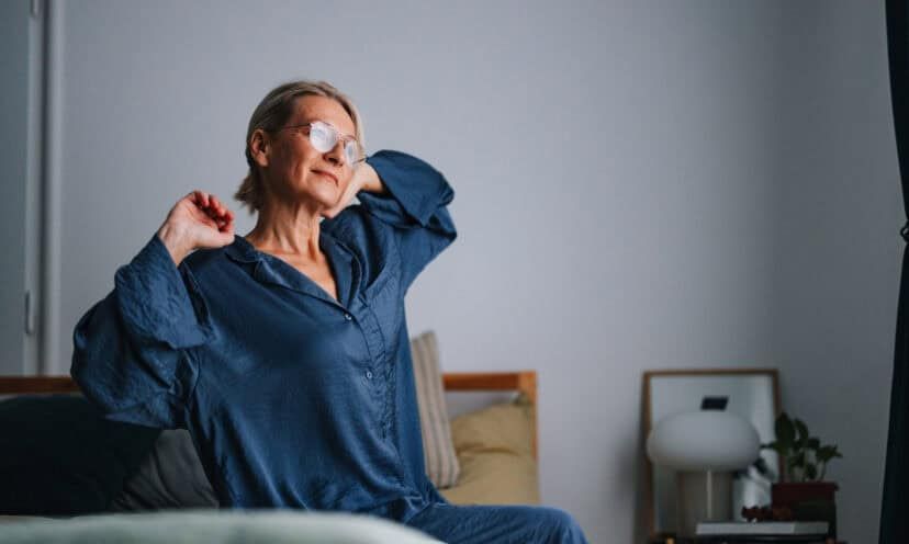 Woman stretching in the morning after sleeping