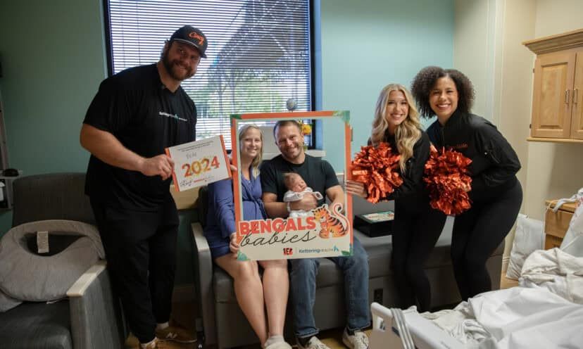 Ted Karras with family at Bengals Babies launch event