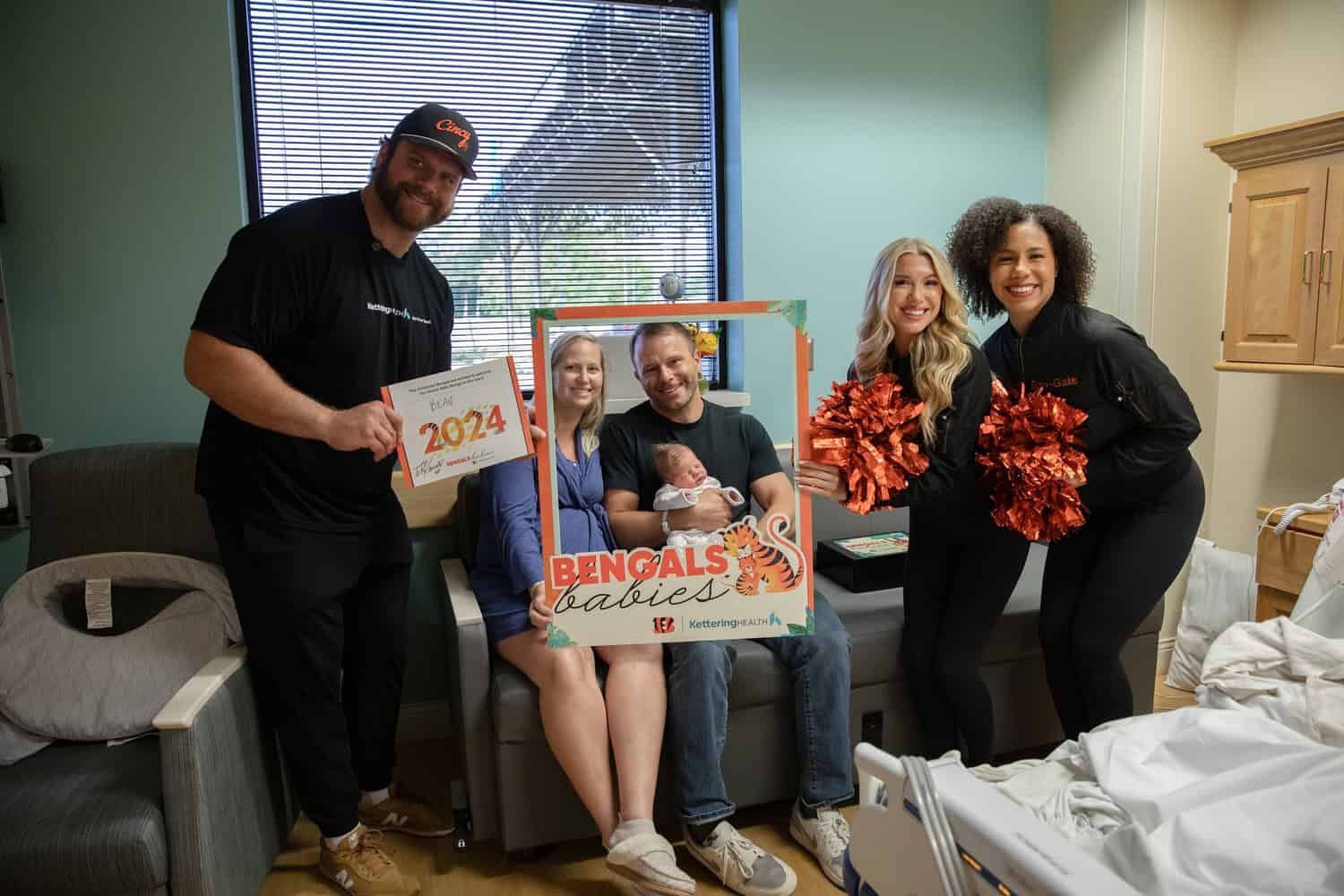 Ted Karras with family at Bengals Babies launch event