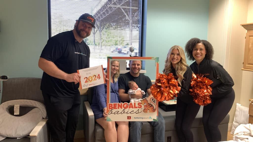 Ted Karras with family at Bengals Babies launch event 