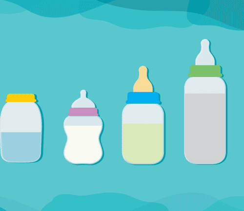 Bottles with different colors of breast milk