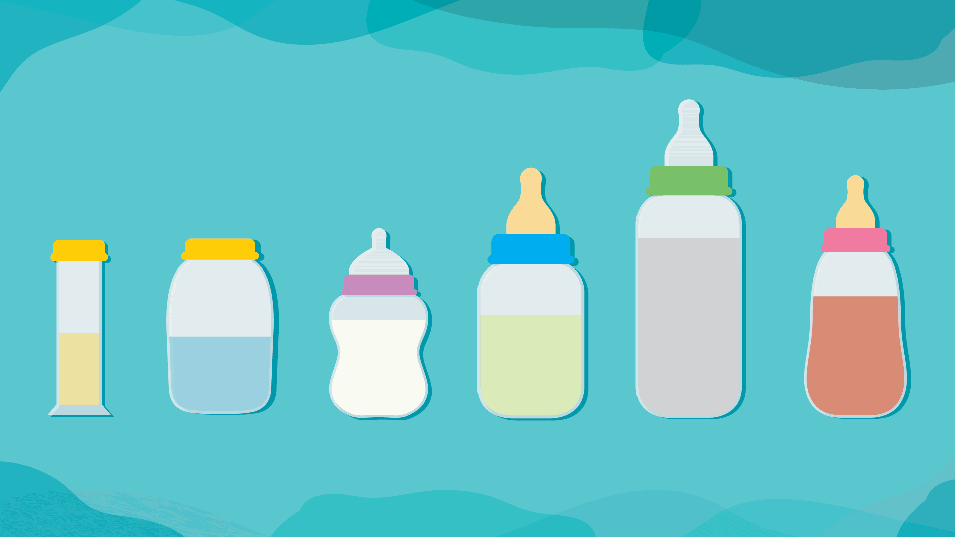 Bottles with different colors of breast milk