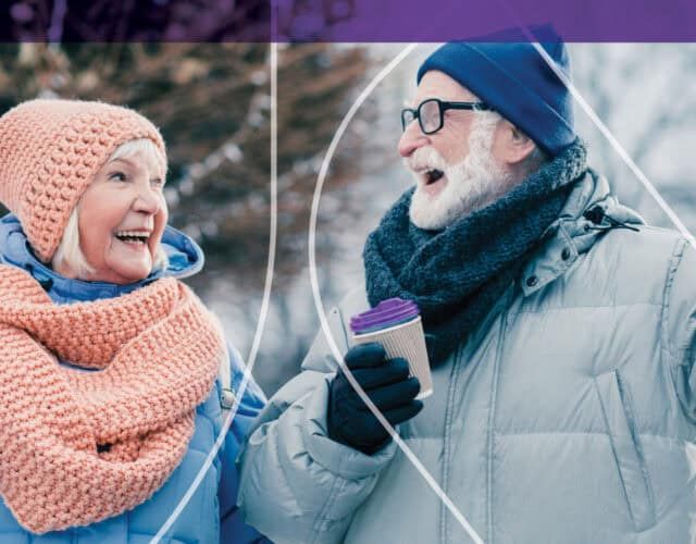 Couple walking outside during the winter