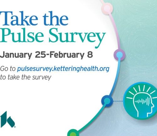 Pulse Survey promotional graphic with connected dots and brain icon, January 25-February 8