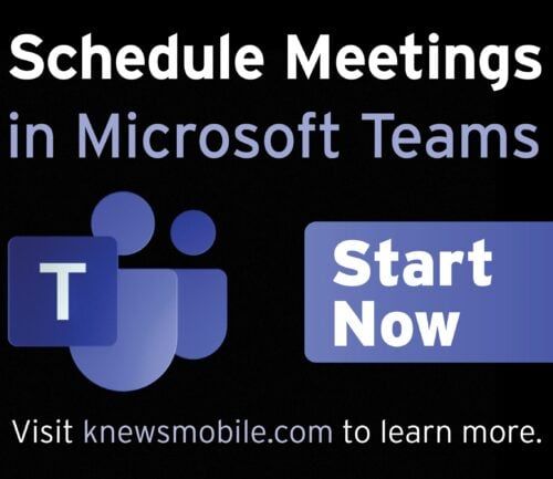 Microsoft Teams logo with "Schedule Meetings" text and "Start Now" button for healthcare scheduling.