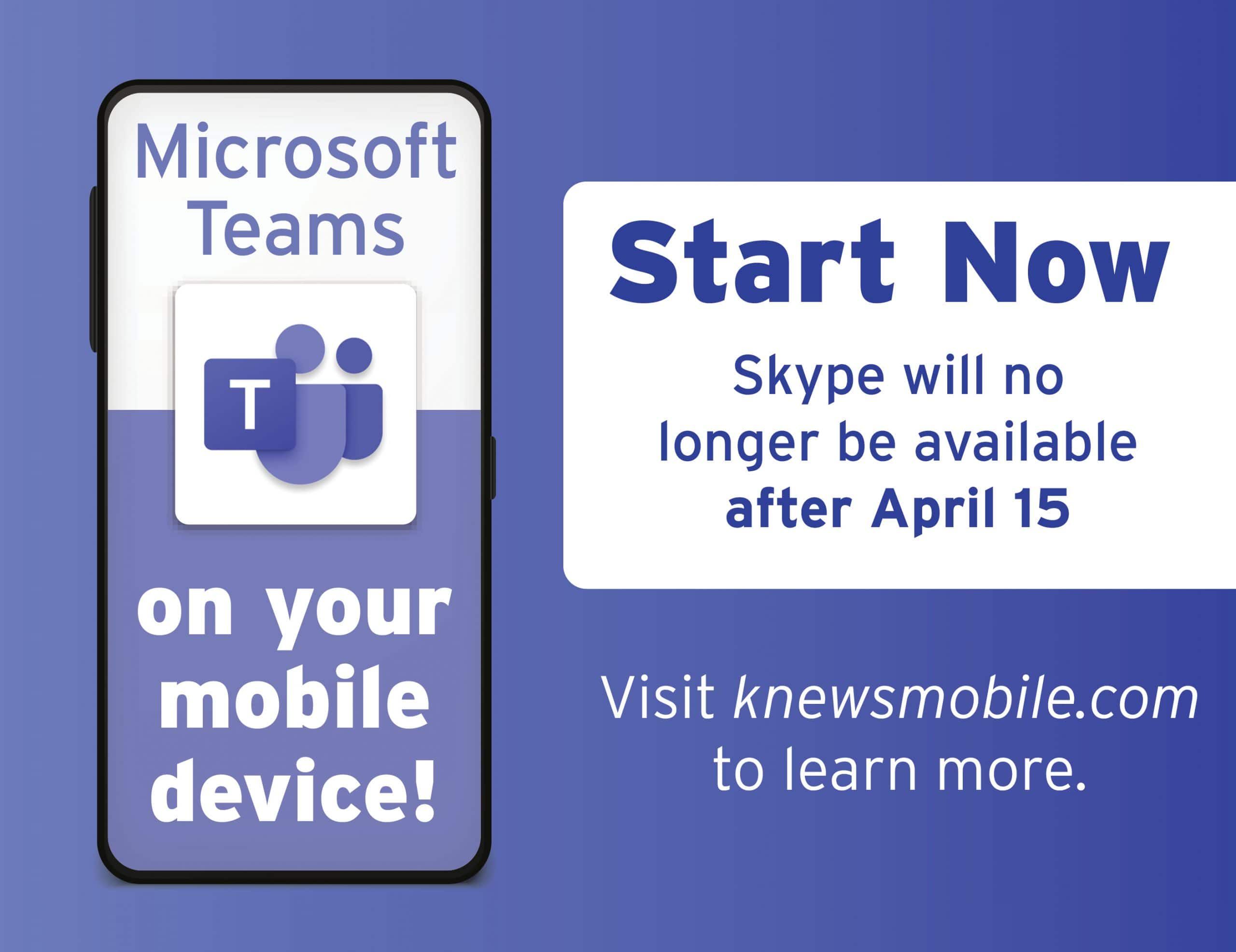 Microsoft Teams mobile app promotion announcing Skype discontinuation after April 15