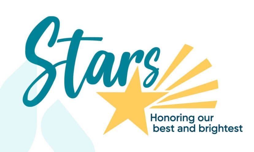 Stars logo with yellow star and rays, text "Honoring our best and brightest"