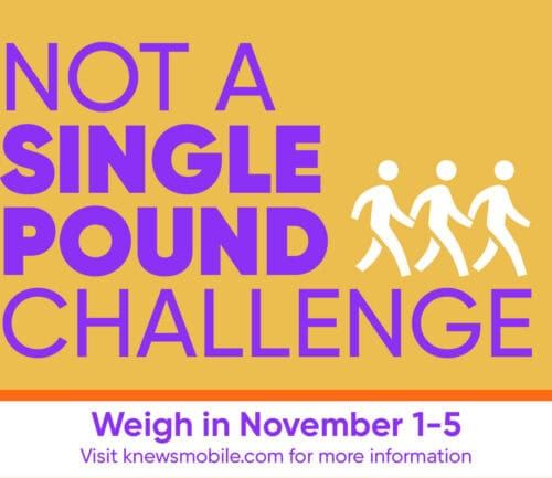 Not a Single Pound Challenge promotional graphic with November 1-5 weigh-in dates