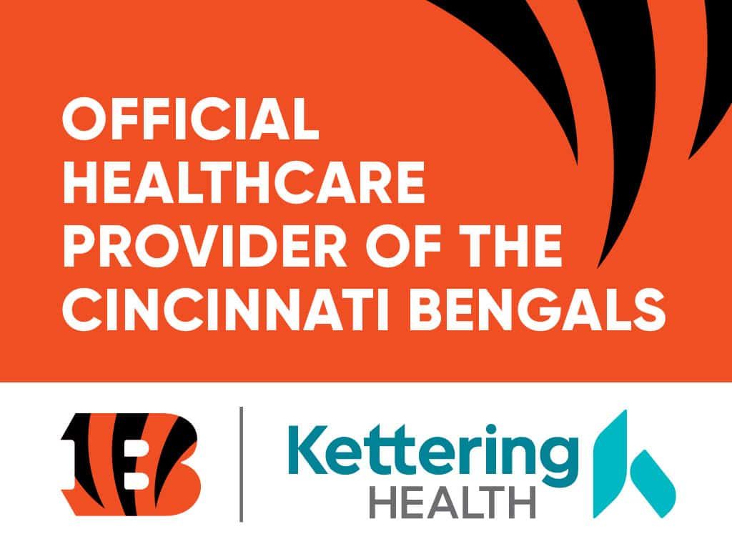 Official healthcare provider announcement for Cincinnati Bengals partnership with Kettering Health logos