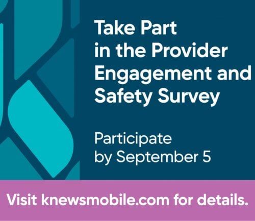 Teal and purple graphic promoting Provider Engagement and Safety Survey with September 5 deadline