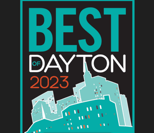 Best of Dayton 2023 award logo with stylized city skyline silhouette