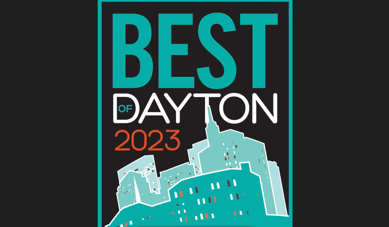 Best of Dayton 2023 award logo with stylized city skyline silhouette