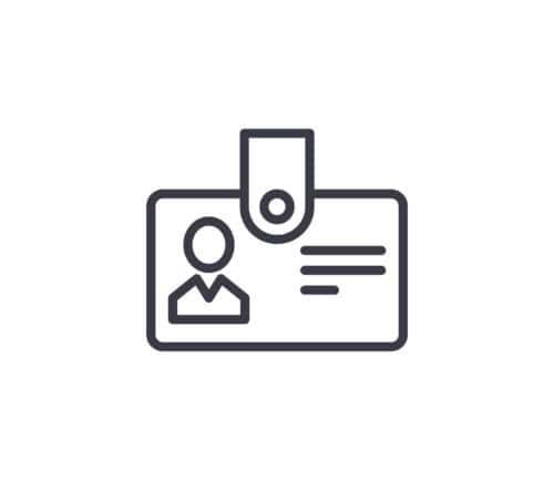 ID badge icon with person photo and text lines