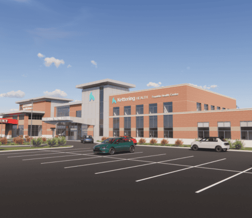 Kettering Health Franklin Health Center building exterior with emergency entrance and parking lot