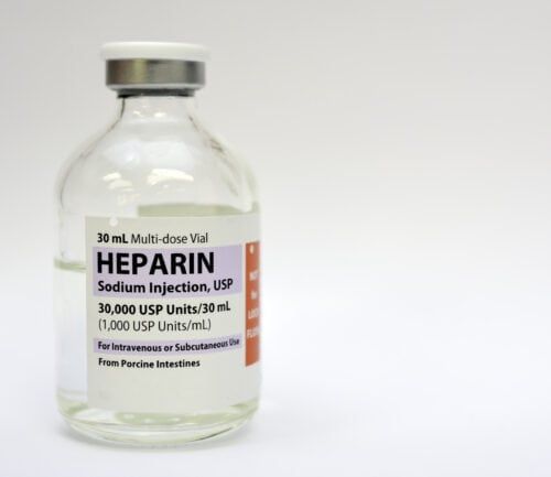 Heparin sodium injection vial, 30mL multi-dose, 1,000 USP units per mL