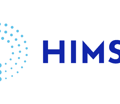 HIMSS logo with blue circular dot pattern and bold blue text