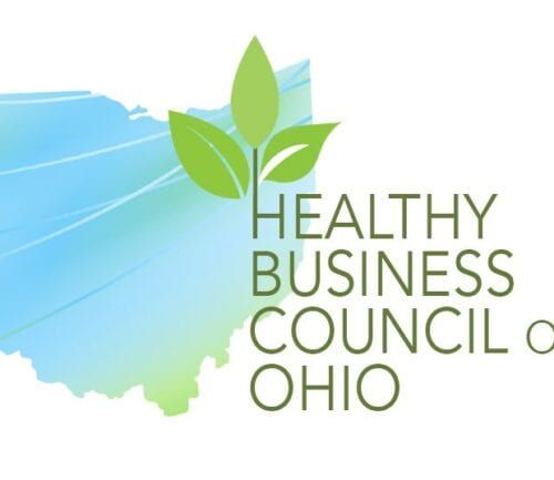 Healthy Business Council of Ohio logo with green leaves and blue Ohio state outline