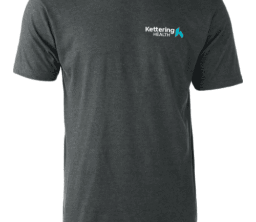 Gray Kettering Health t-shirt with logo on chest area