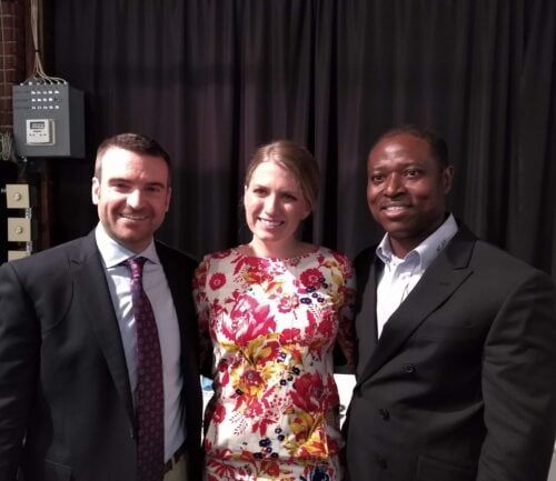 Three healthcare professionals posing together at a formal Kettering Health event