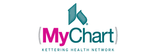 MyChart logo with teal geometric symbol and pink text for Kettering Health Network