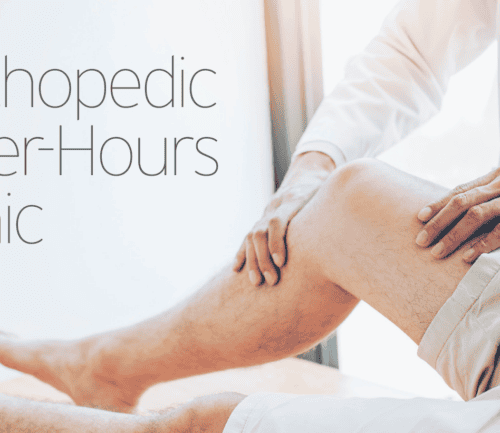 Doctor examining patient's knee during orthopedic after-hours clinic appointment