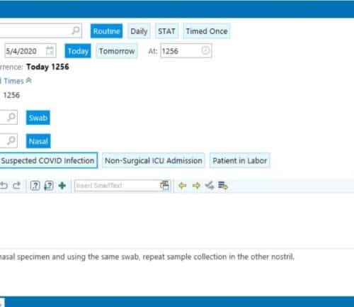Healthcare system interface for scheduling SARS-CoV-2 rapid test with specimen collection details