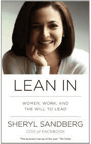 Book cover of "Lean In" by Sheryl Sandberg featuring woman with hand near chin