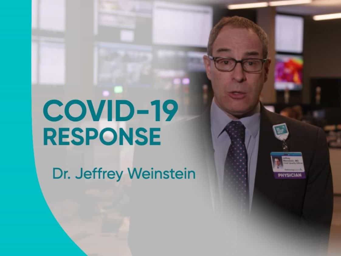 Dr. Jeffrey Weinstein speaking in hospital setting for COVID-19 response video