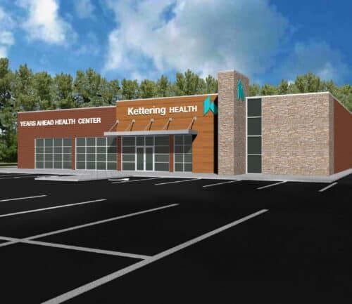 Modern Kettering Health Years Ahead Health Center building rendering with parking lot