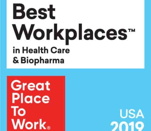 Great Place to Work Best Workplaces in Health Care & Biopharma USA 2019 award logo