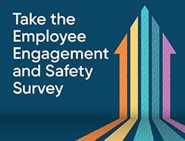 Colorful geometric design promoting Employee Engagement and Safety Survey for healthcare workers