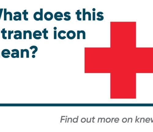 Red cross icon with text asking about intranet icon meaning and knews reference