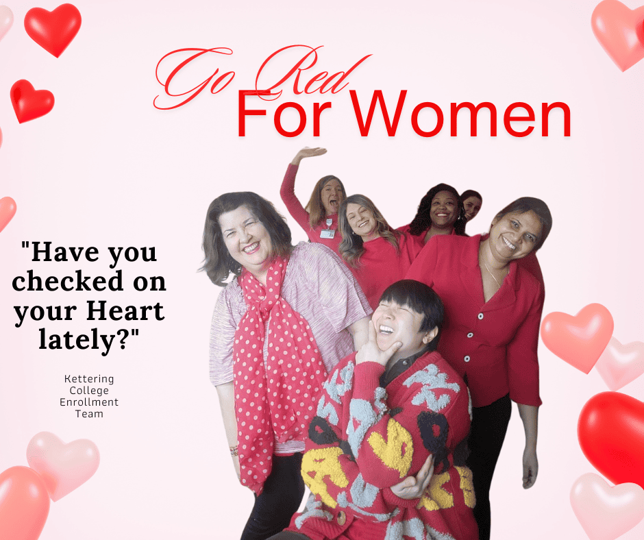 Diverse group of women in red clothing celebrating together for Go Red for Women campaign