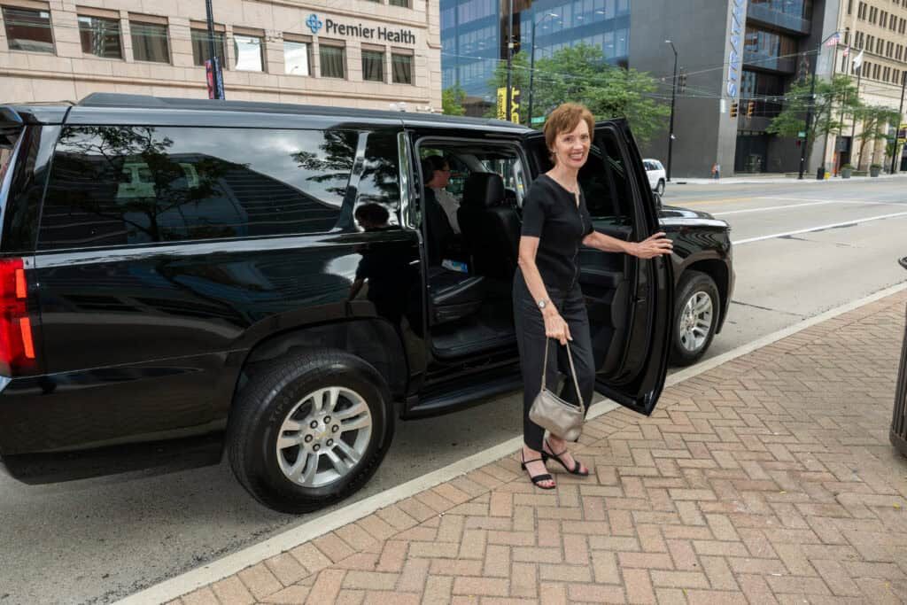 Attendees arriving from the limos