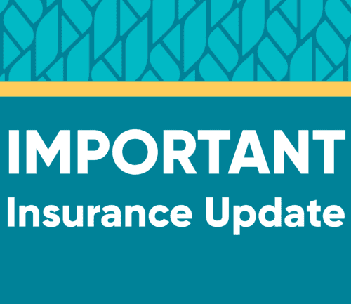 Important Insurance Update text on teal background with geometric pattern