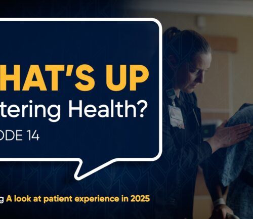 Healthcare provider comforting patient in hospital gown for Kettering Health Episode 14